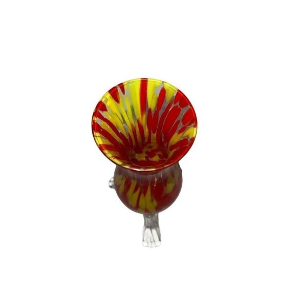 VTG Franz Welz Red and Yellow Spatter Vase on Clear glass Strutted Tripod Legs - Picture 4 of 6